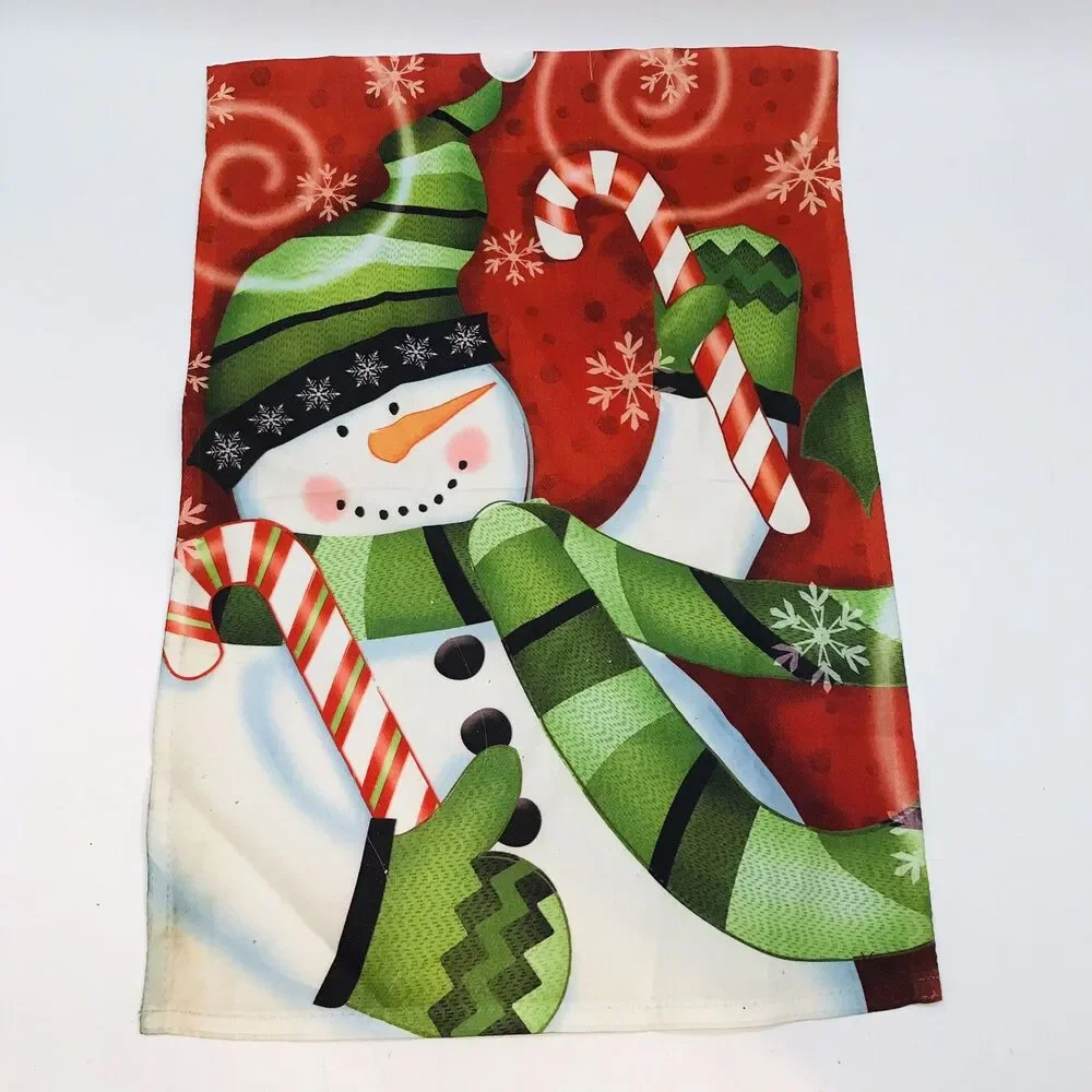 Winter Lawn Flag Garden Banner with Snowman Candy Cane Double Sided 18x12
